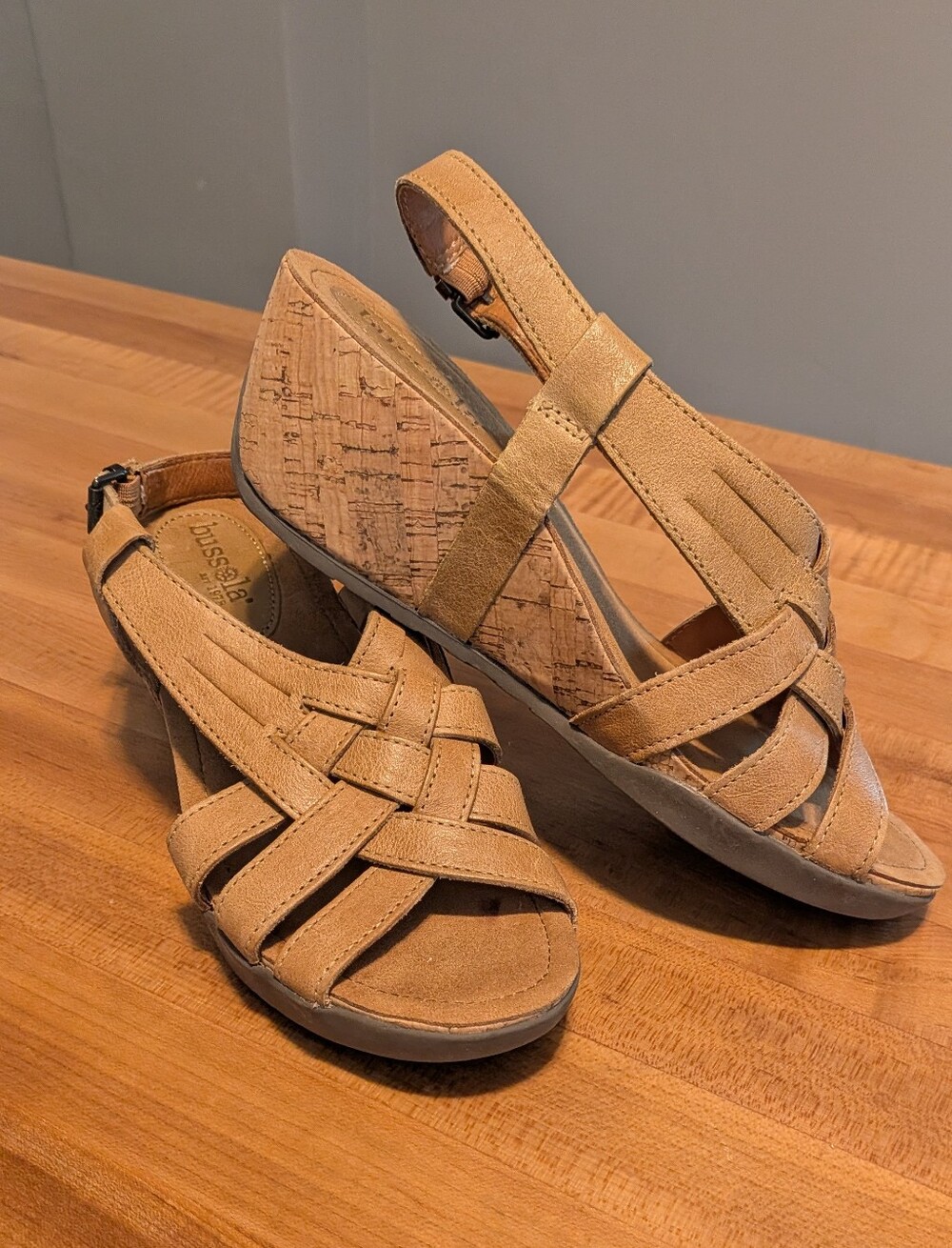 Bussola Nynette Gobba Sand Cork Wedge Sandals - Women's Size 39